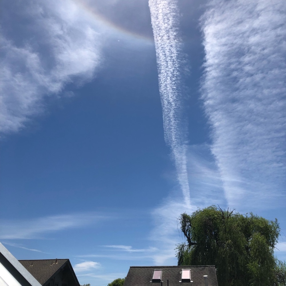 Rainbow shot from the loft. I chose wool to insulate my tiny house on a trailer.